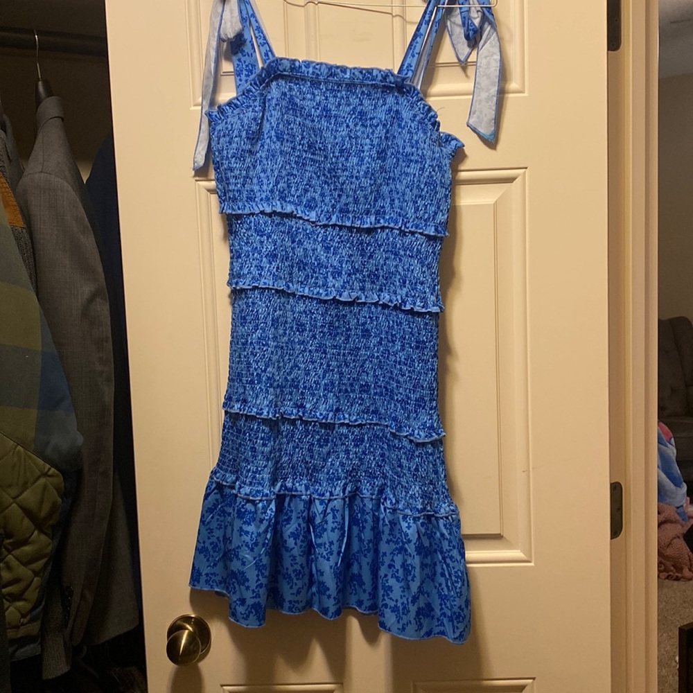 Blue floral mini dress